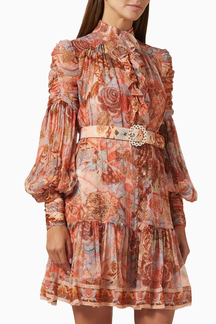 

Kaleidoscope Tiered Mini Dress in Silk, Multicolour