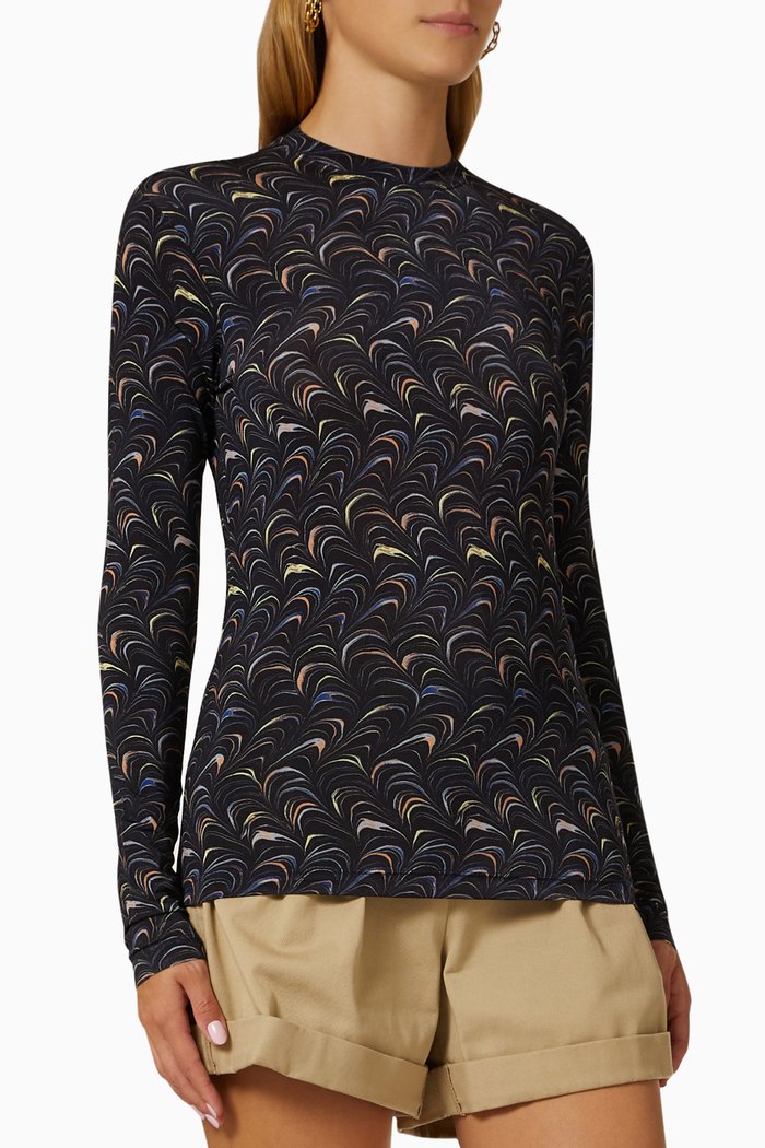 

Eve Printed Top in Stretch-nylon, Black