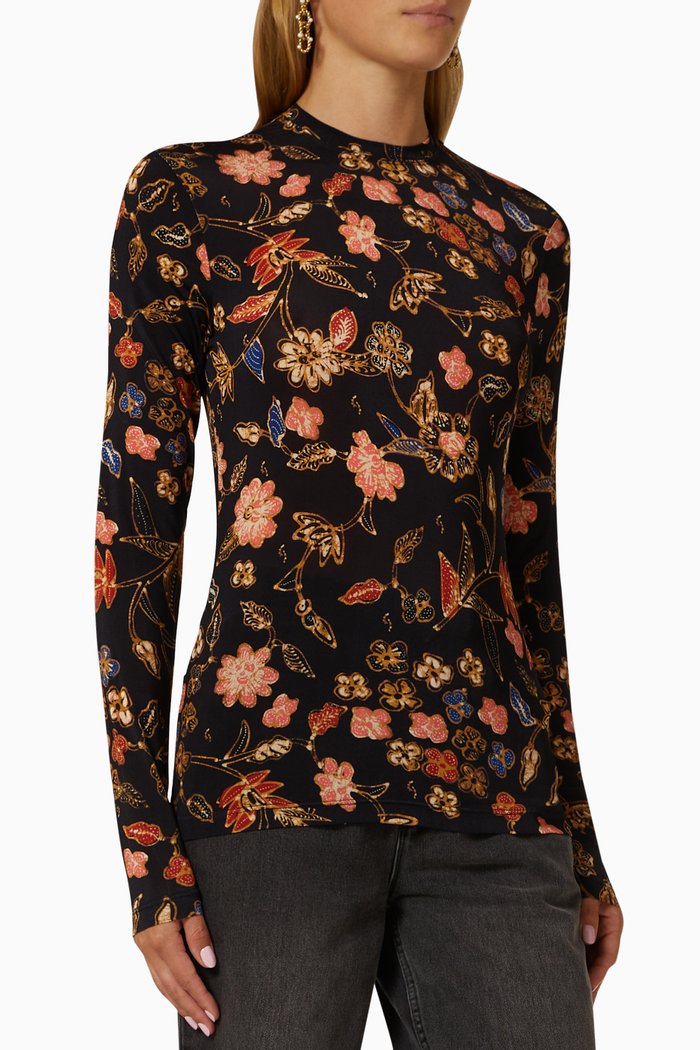 

Eve Printed Top in Tricot, Blue