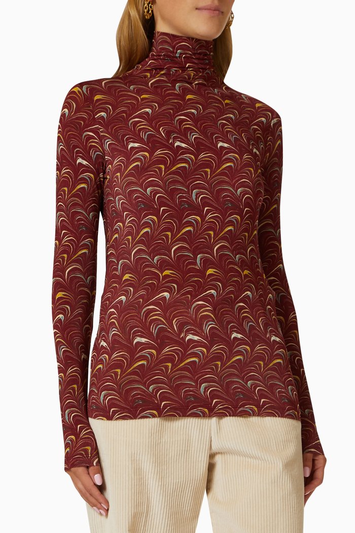 

Aurelia Turtleneck Top in Stretch-nylon, Red