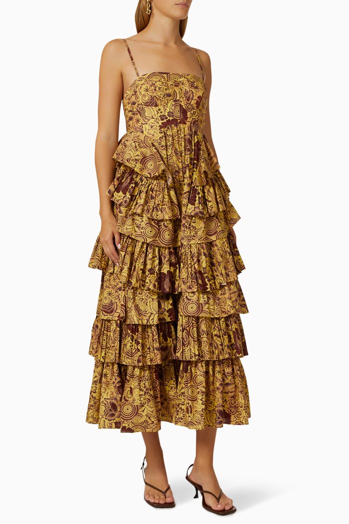 

Avery Ruffled Gown in Cotton Poplin, Yellow