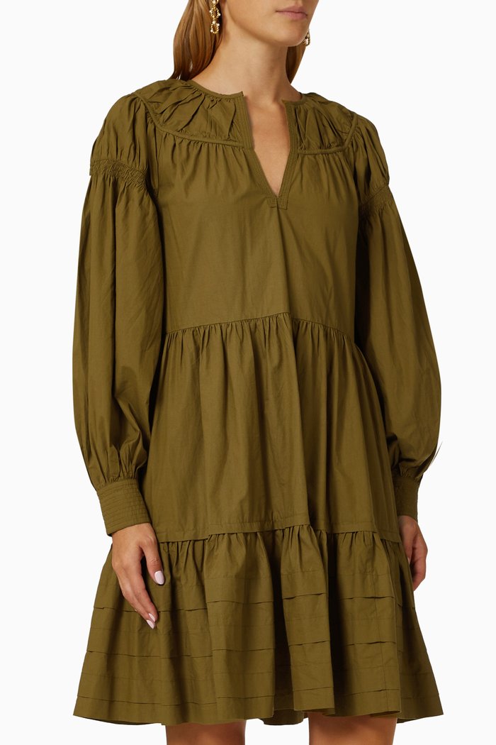 

Rosa Dress in Cotton Poplin, Brown