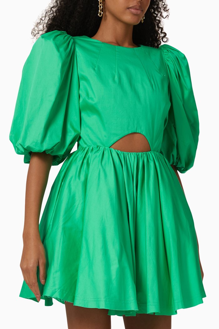 

Colette Cut-out Mini Dress in Cotton-poplin, Green