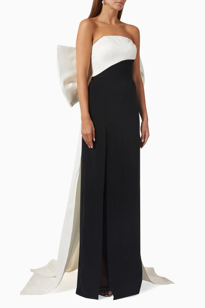 

Oversized Bow Strapless Gown, Black