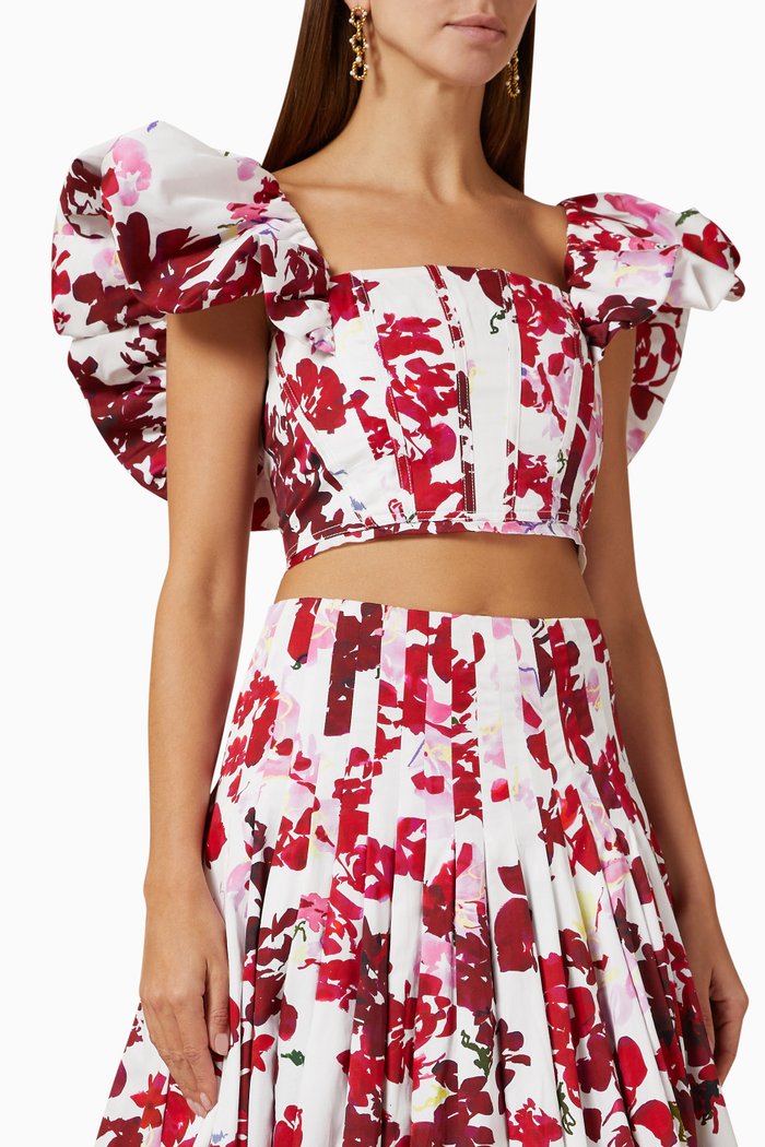 

Margot Bubble Sleeve Top in Cotton, Red