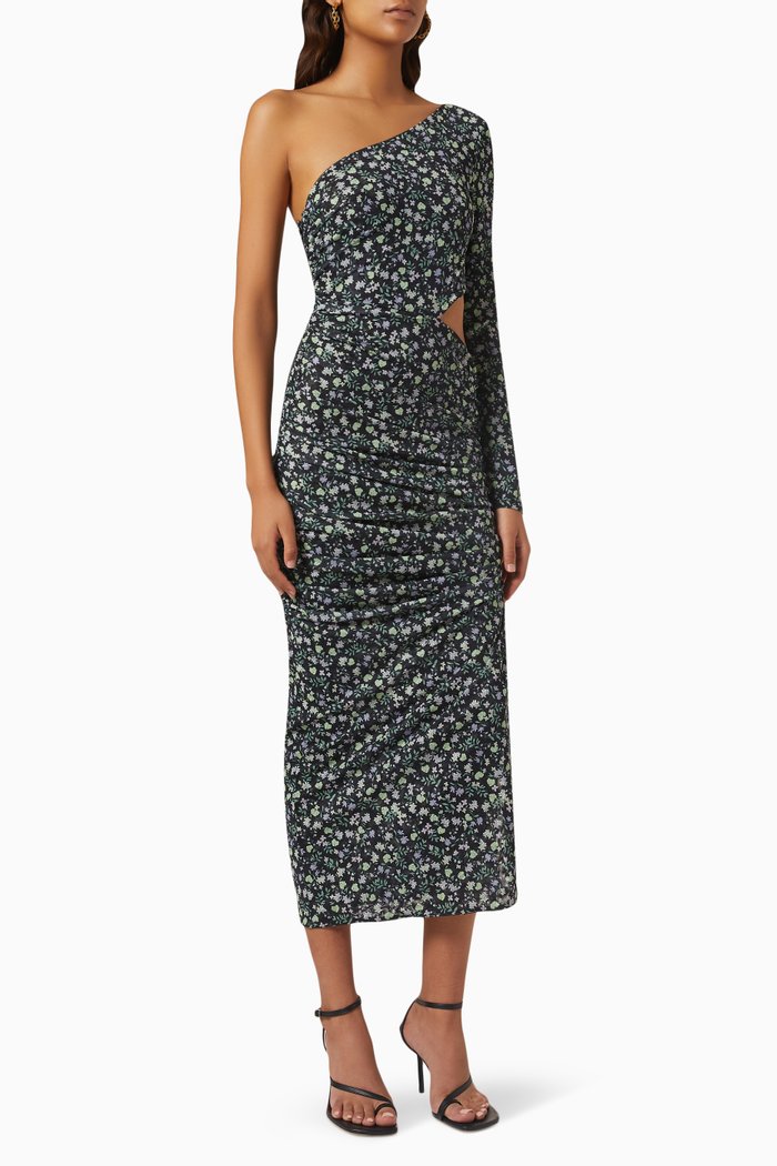 

Sublime One-shoulder Midi Dress in Stretch-jersey, Black
