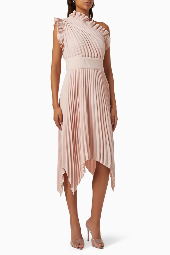 

The Lady Like Pleated Midi Dress, Pink