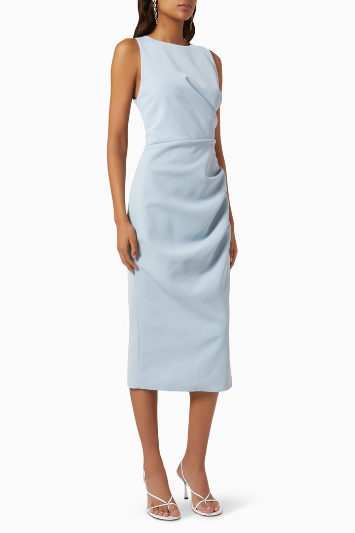 

Notice You Draped Midi Dress in Crépe, Blue