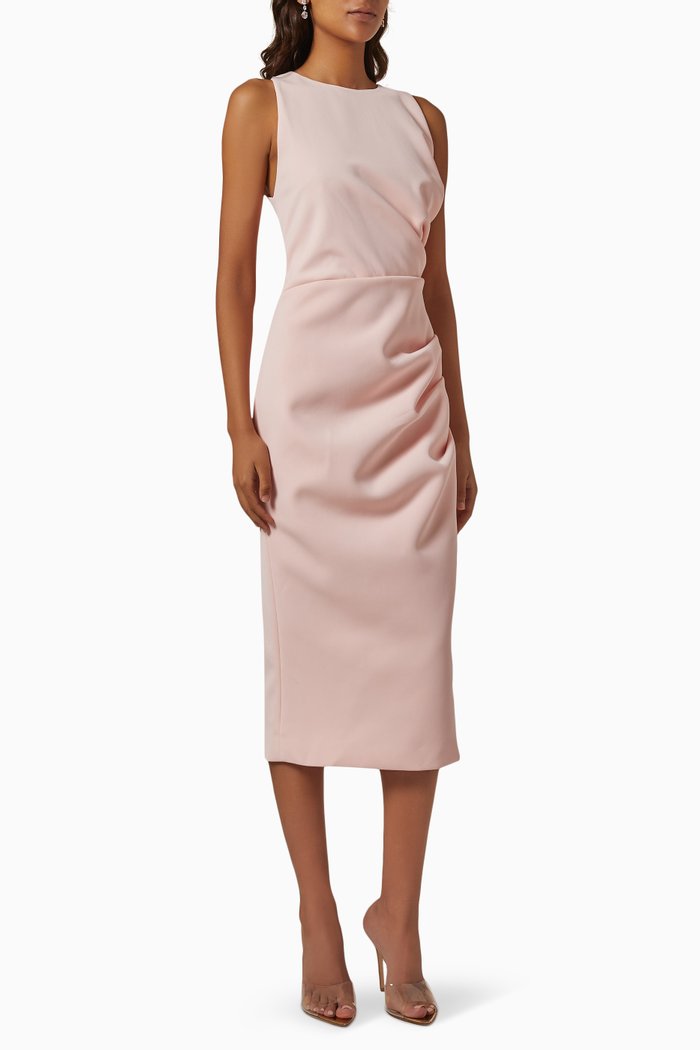 

Notice You Draped Midi Dress in Crépe, Pink