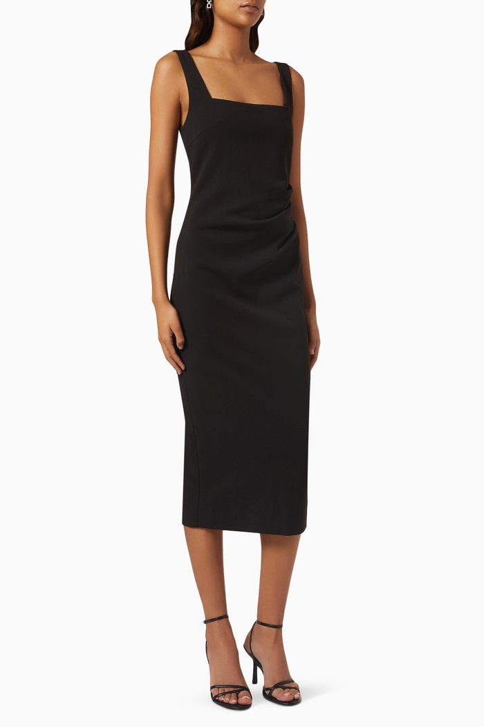 

Entwined Draped Midi Dress in Stretch-jersey, Black