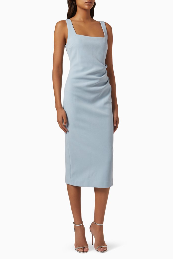 

Entwined Draped Midi Dress in Stretch-jersey, Blue