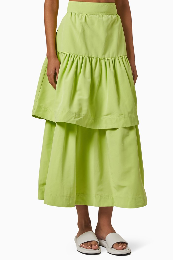 

Streamline Tiered Maxi Skirt, Green