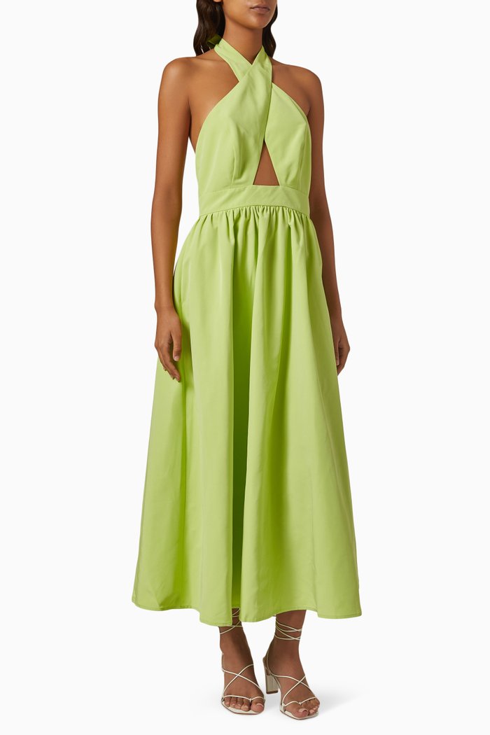 Twist of Fate Halter Maxi Dress, Green