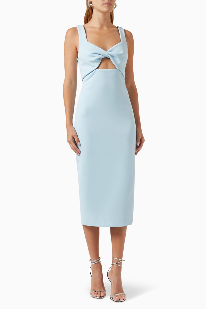 

Perception Keyhole Midi Dress in Stretch-jersey, Blue