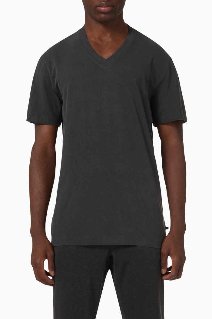 V-Neck T-shirt in Jersey, Grey