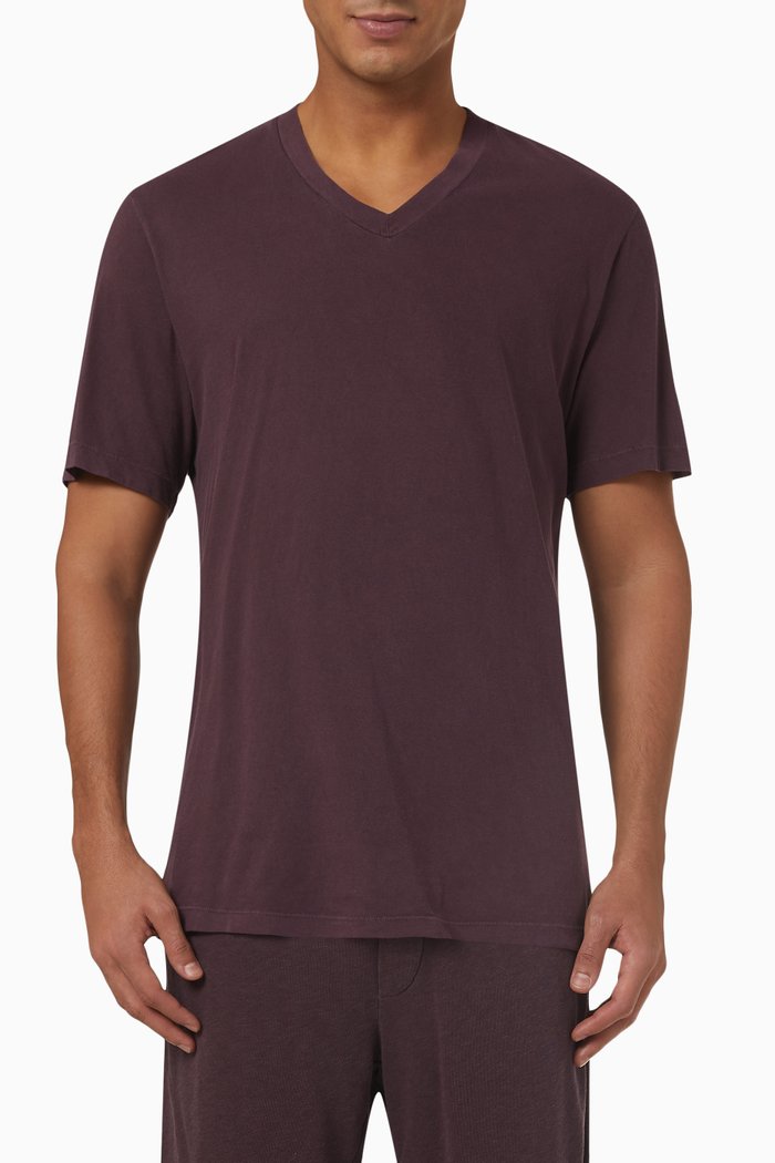 

V-neck T-shirt in Jersey, Purple