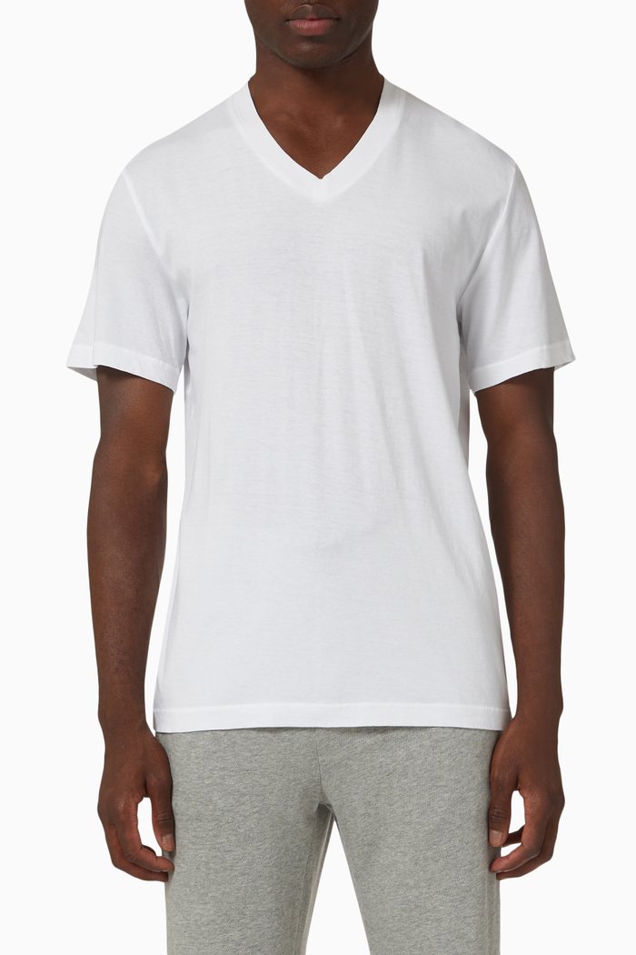 

V-Neck T-shirt in Jersey, White