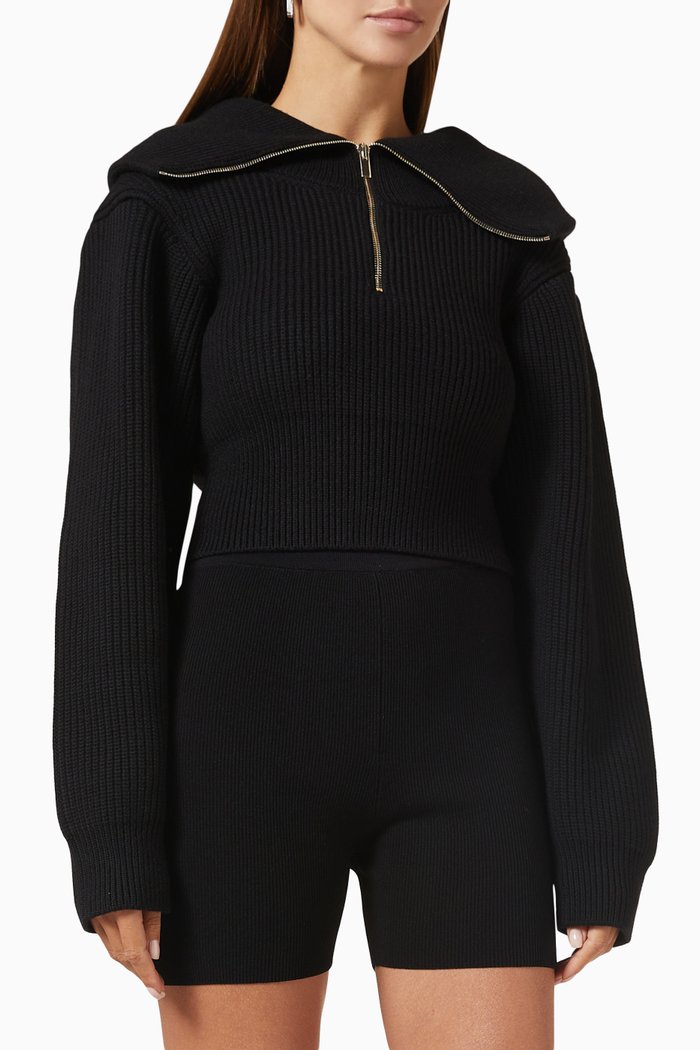 La Maille Risoul Sweater in Merino Wool, Black