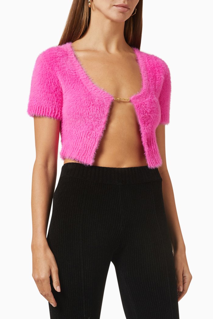 

La Maille Neve Cardigan in Mohair-knit, Pink