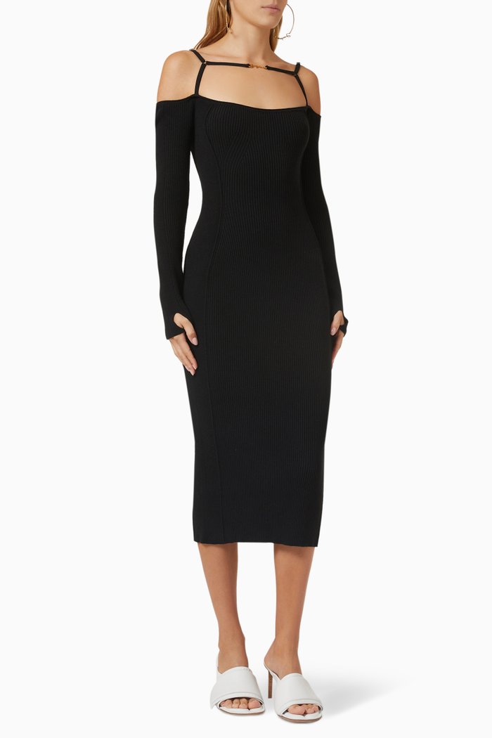 La Robe Sierra Midi Dress in Jersey, Black