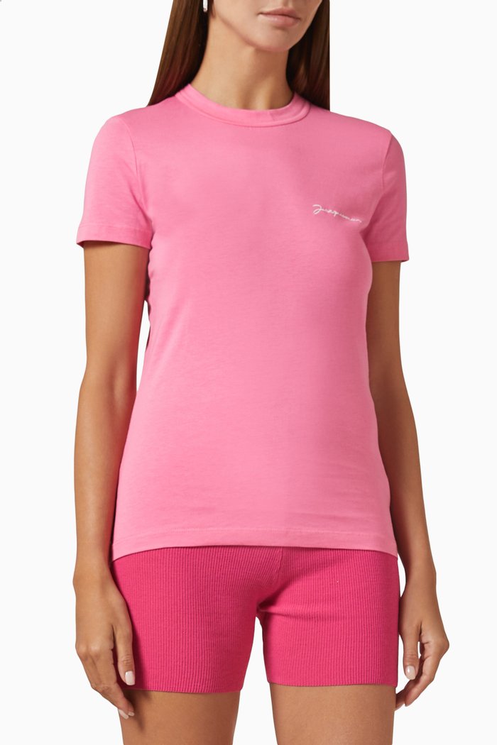 

Le Brodé T-shirt in Jersey, Pink