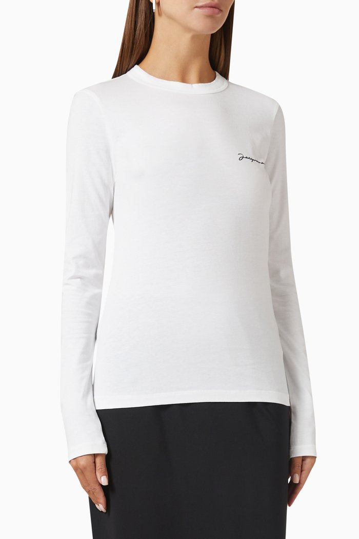 

Le Brodé Manches Longues T-shirt in Jersey, White