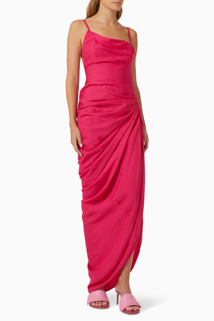 La Robe Saudade Longue in Viscose, Pink