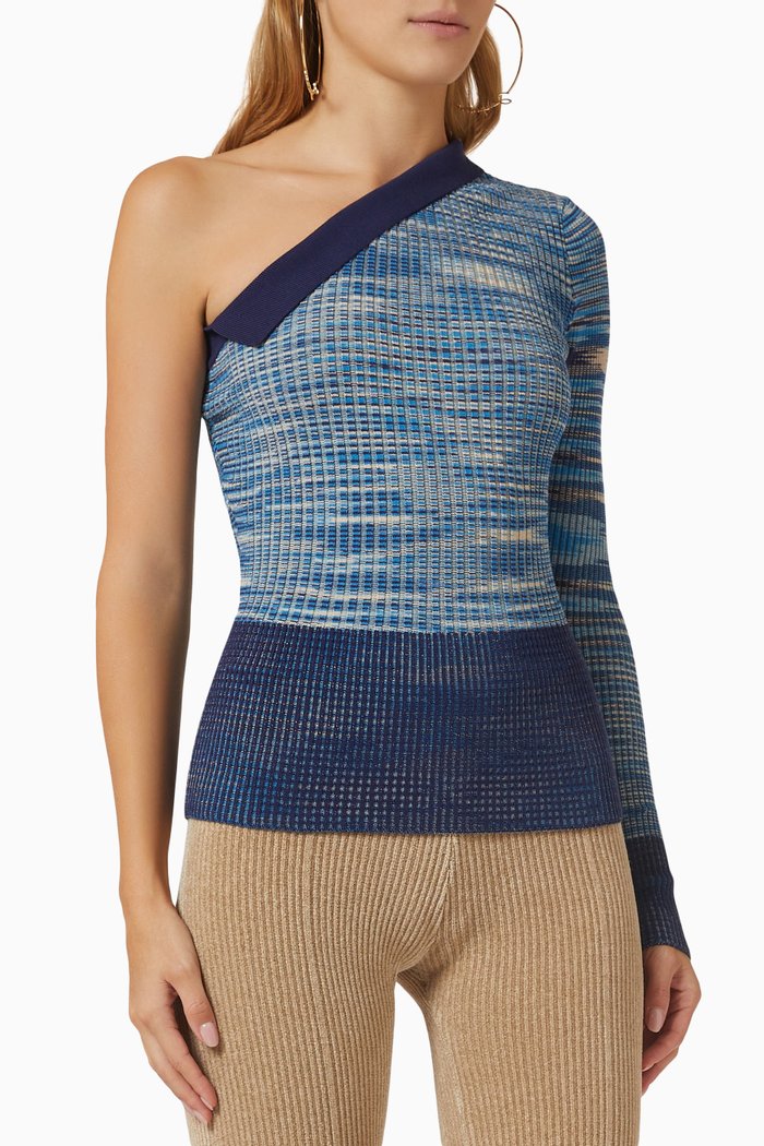 

Le Polo Zucca Top in Cotton-wool, Blue