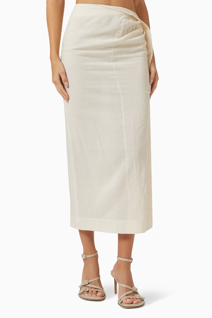 

La Jupe Draggiu Midi Skirt in Cotton, Neutral