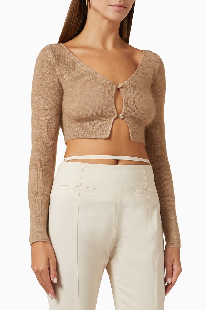 

Le Alzou Cardigan in Mohair Wool, Brown