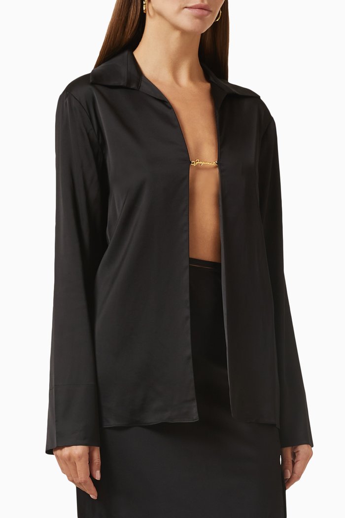 

La Chemise Notte in Stretch-satin, Black