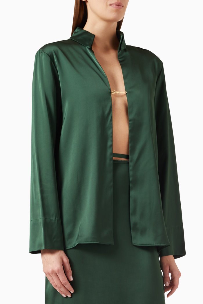 La Chemise Notte in Stretch-satin, Green