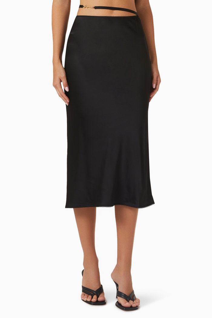 

La Jupe Notte in Stretch Satin, Black