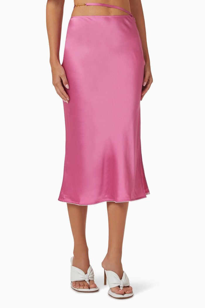 

La Jupe Notte in Stretch Satin, Pink