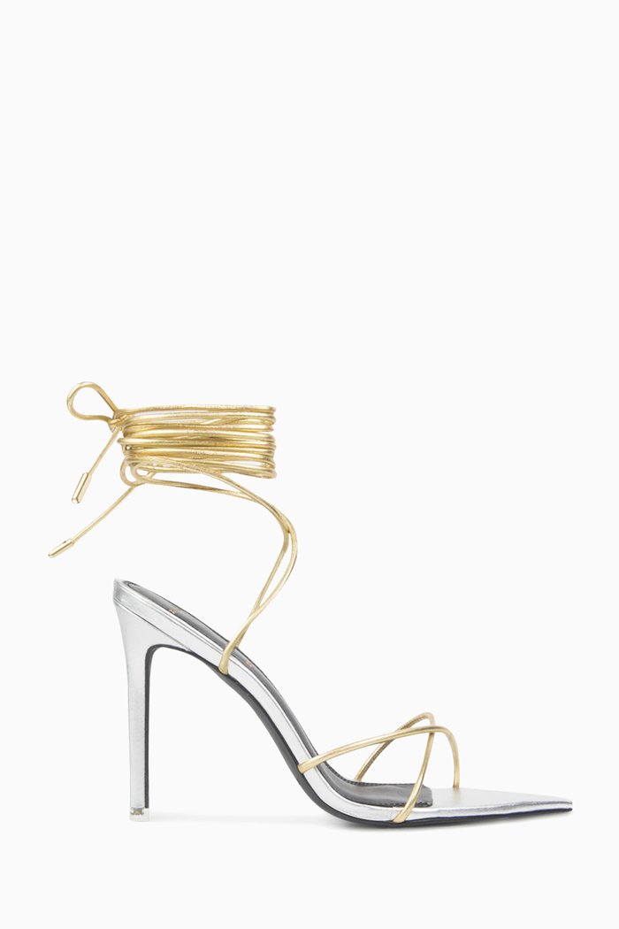 

Talia 100 Lace-up Sandals in Metallic Leather, Multicolour