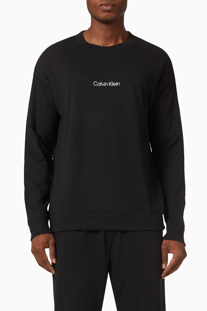Modern Structure Lounge Sweatshirt in Cotton Terry, Black