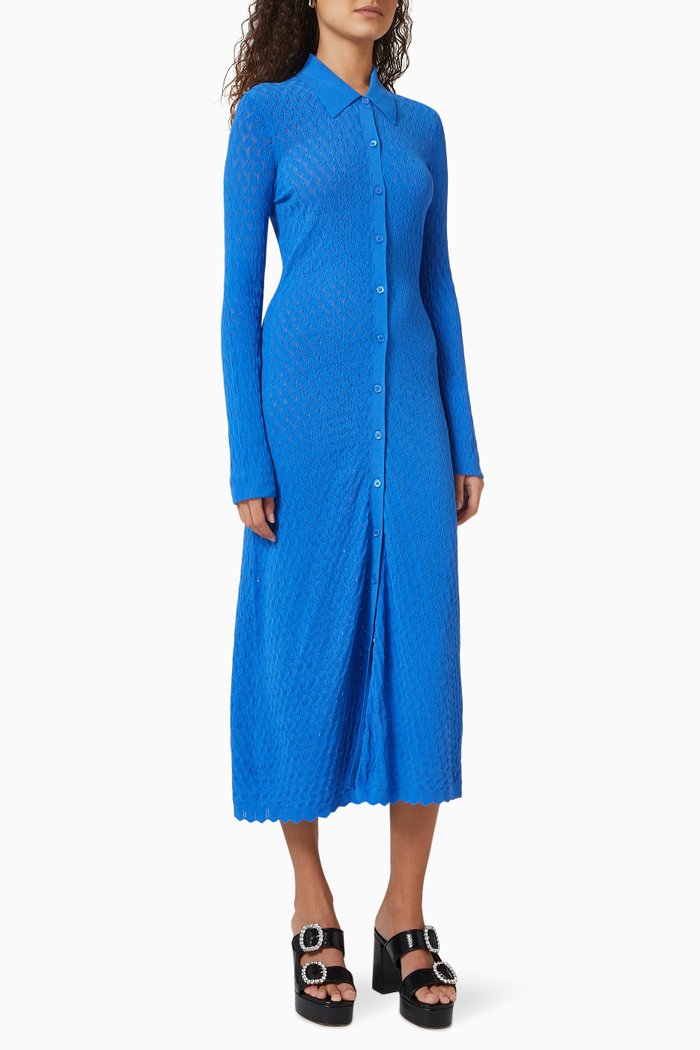 

Maline Pointelle Cardigan Dress, Blue