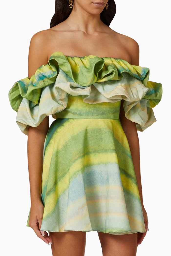 

Cumberland Off-shoulder Dress in Viscose, Green