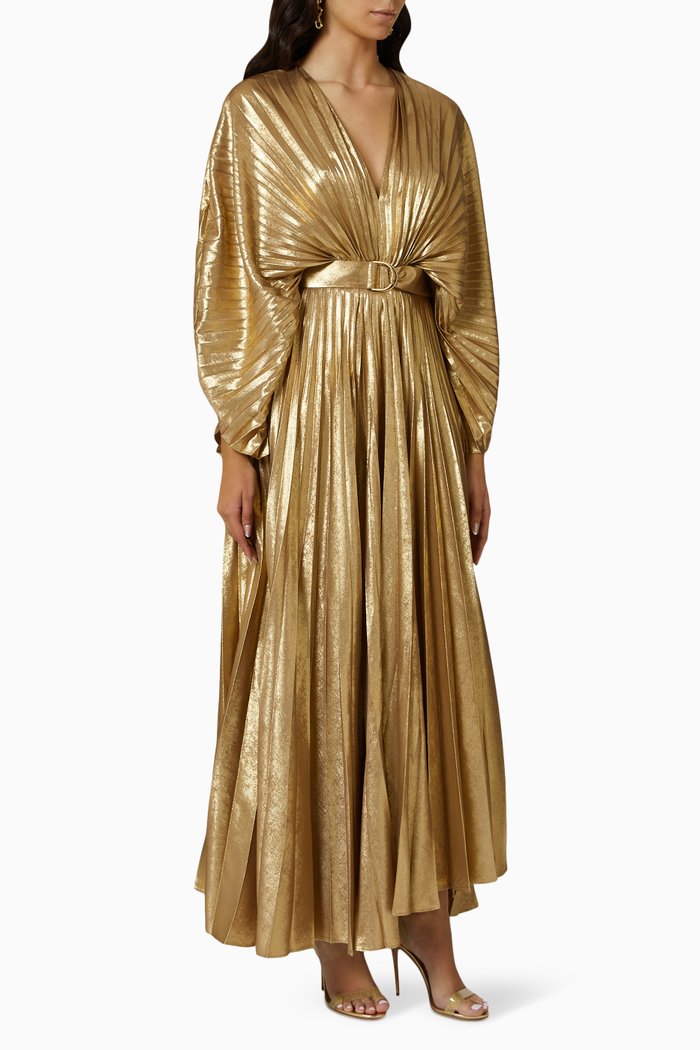 

Westover Pleated Maxi Dress, Gold