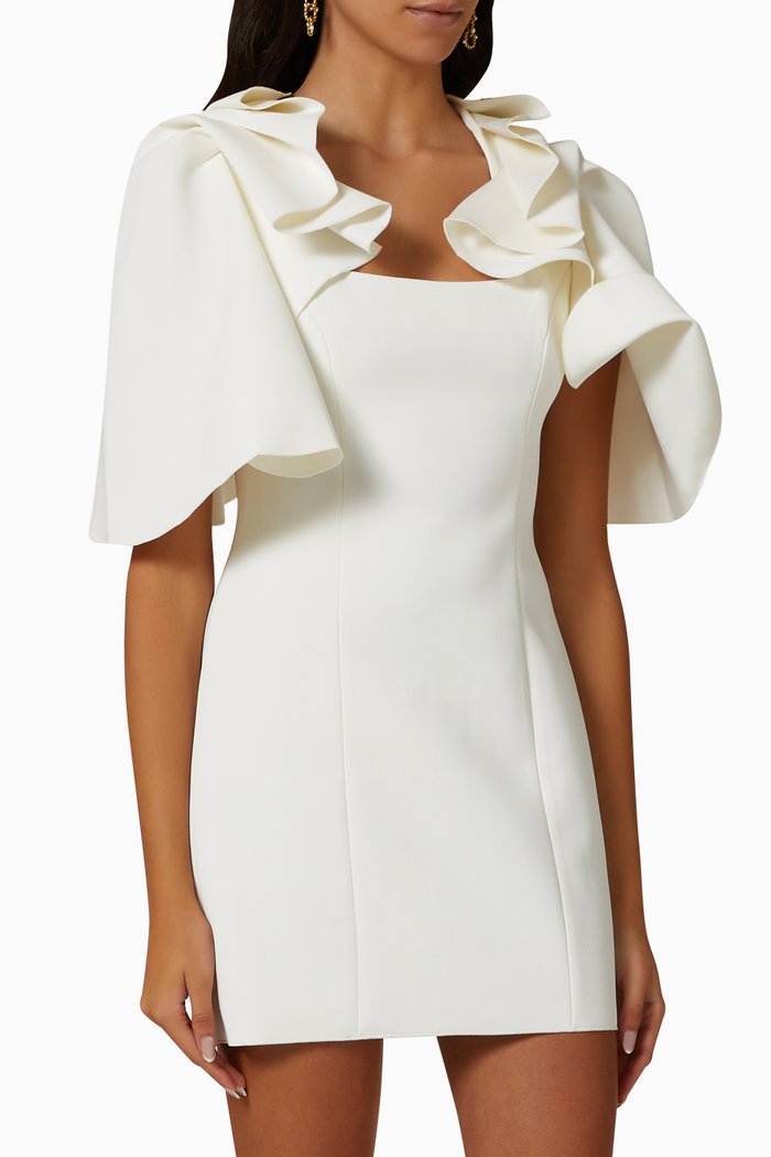 

Gwynne Ruffle Mini Dress, Neutral