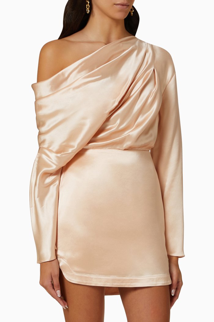 

Garnett One-shoulder Dress in Satin, Pink