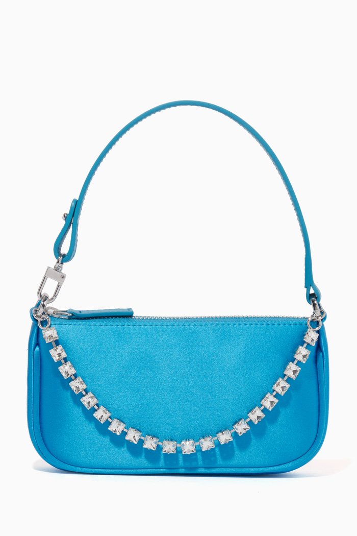 

Mini Rachel Shoulder Bag in Satin, Blue