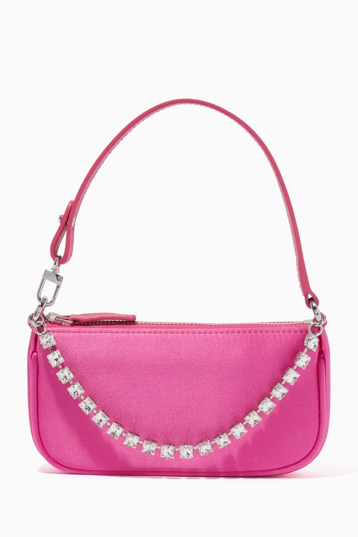 

Mini Rachel Shoulder Bag in Satin, Pink
