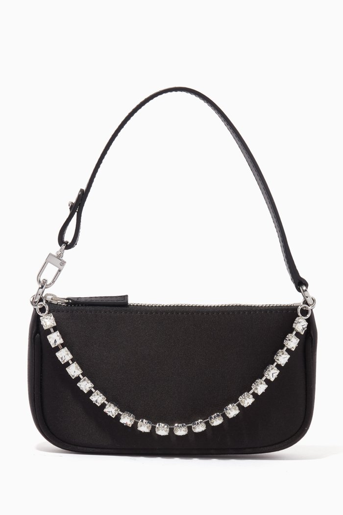 

Mini Rachel Shoulder Bag in Satin, Black