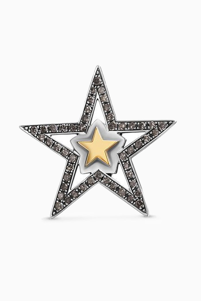 

Star Single Earring in in 18kt Gold, Diamonds and Silver