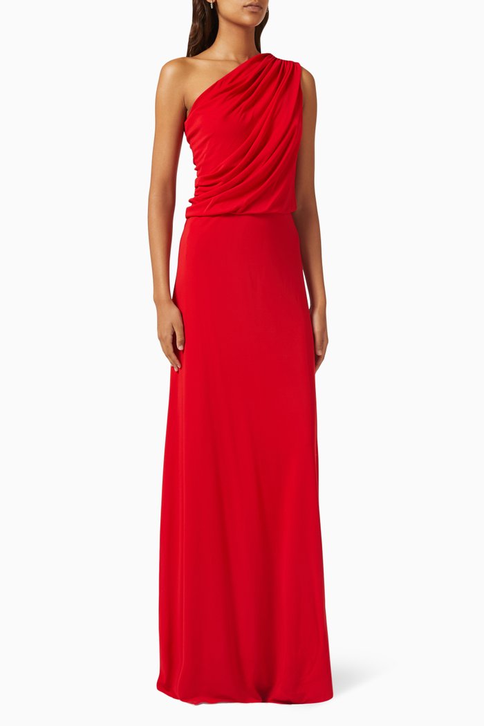 

Charlee One-shoulder Gown in Matte Jersey, Red