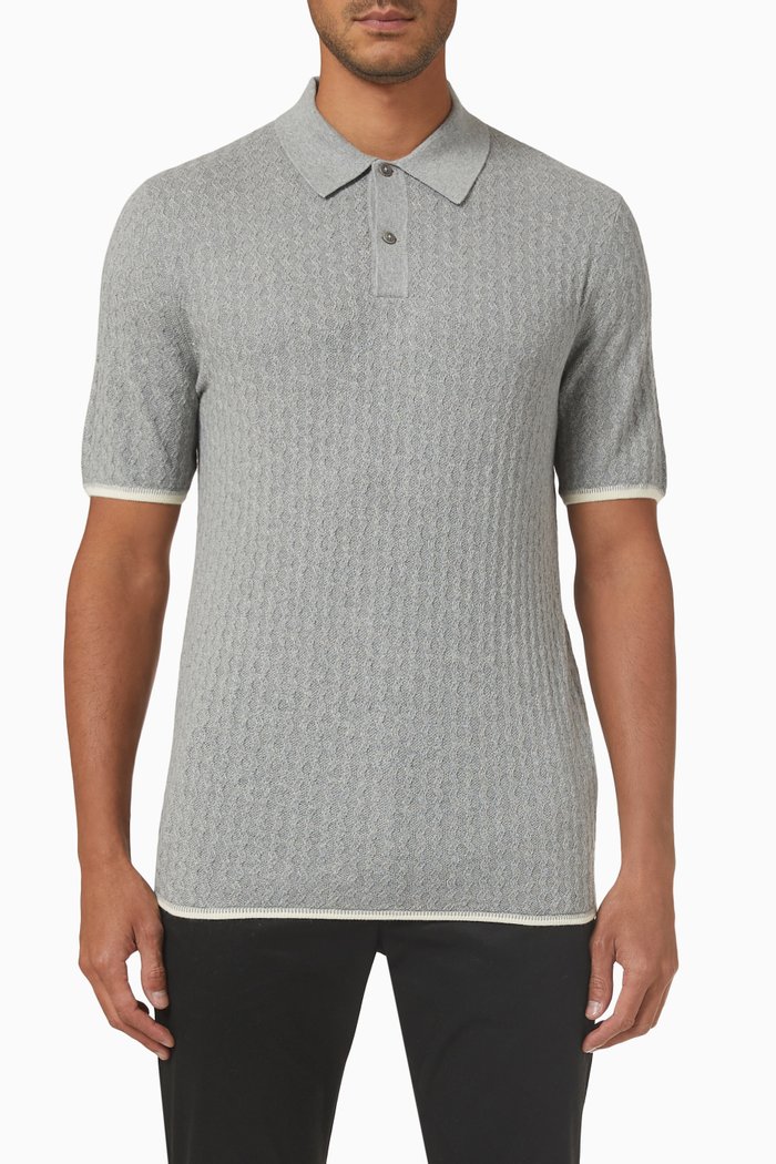

Lytton Polo Shirt in Cotton Blend Knit, Grey