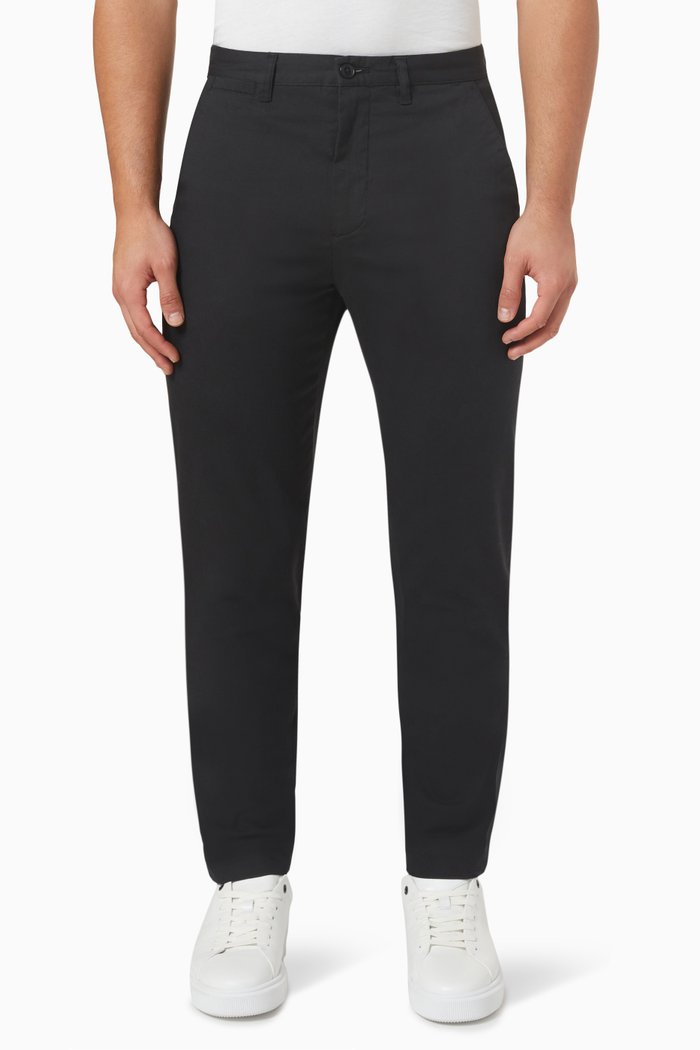 Genbee Chinos in Cotton Blend, Black