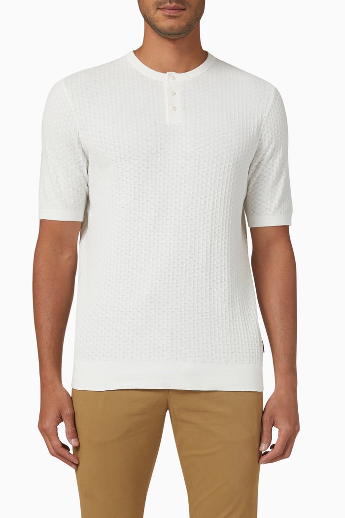 

Macarth Henley Shirt in Cotton Knit, White