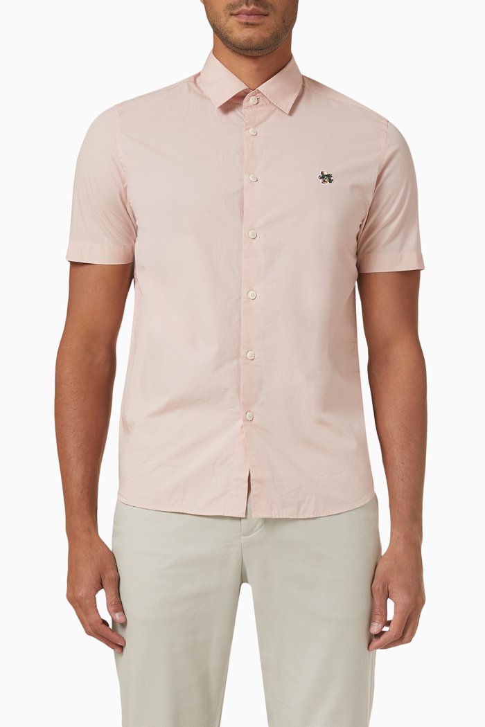 Fonsho Short Sleeve Shirt in Cotton, Pink